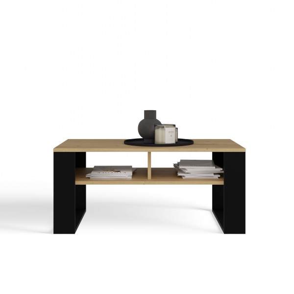 Stolik kawowy ława Modern 2P SLIM dąb artisan czerń lamele