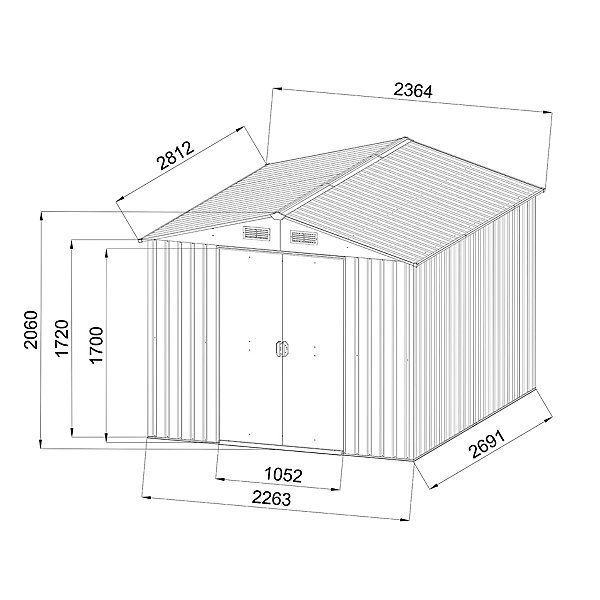 Abri de jardin Blooma Basic en métal coloris gris ép.0,3 mm surface extérieure 6,65 m²
