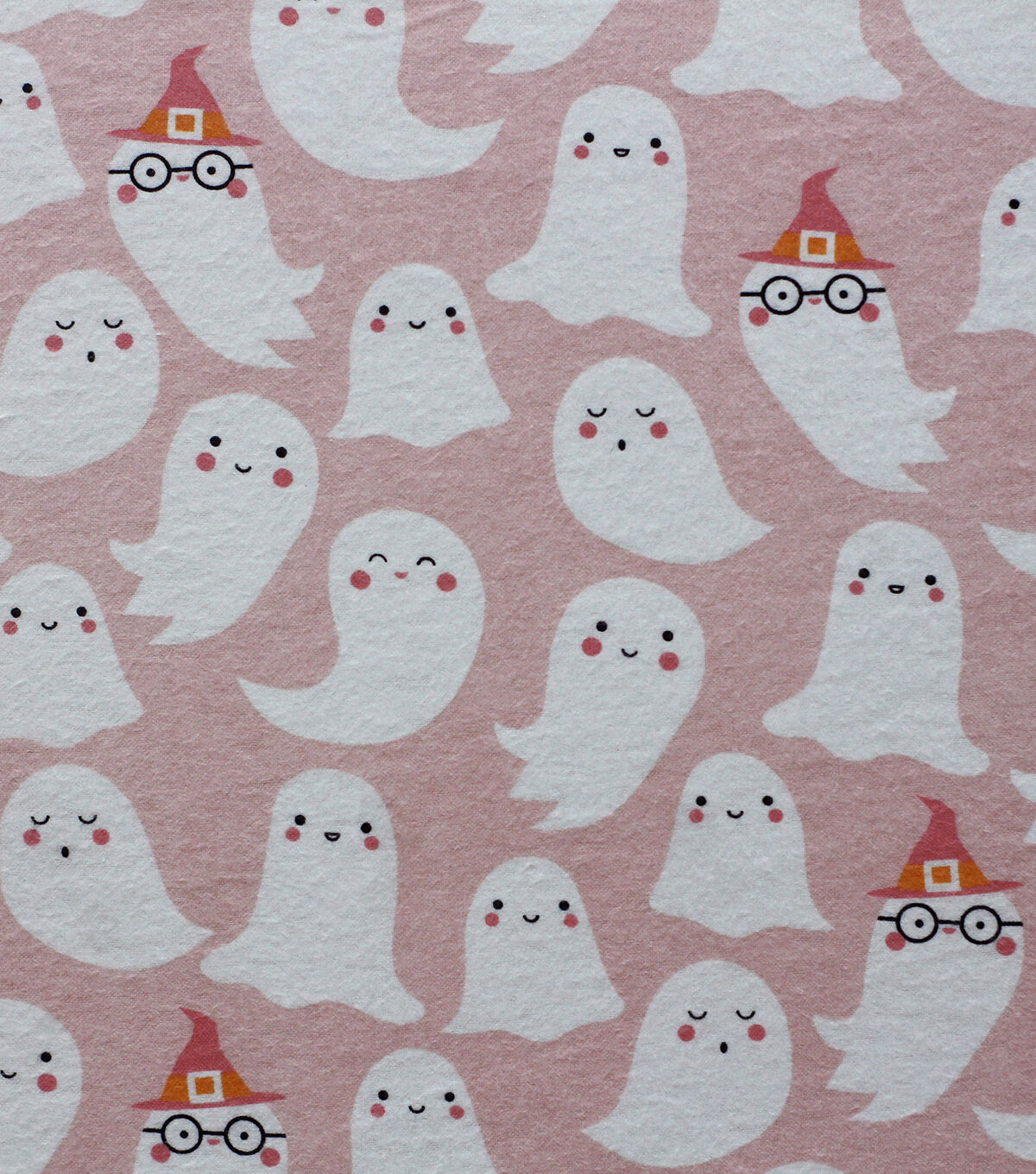 Super Snuggle Halloween Ghosts On Pink Flannel Fabric