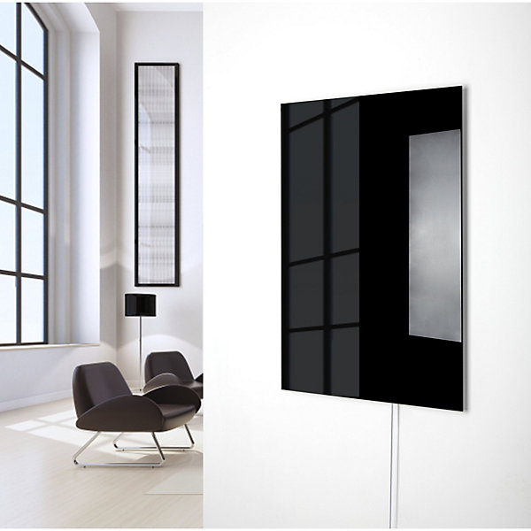 Panneau Rayonnant Electrique en verre WarmlyYours, Noir, 600 Watts, 60x90cm, Montage Mural, Radiateur Chaleur Infrarouge