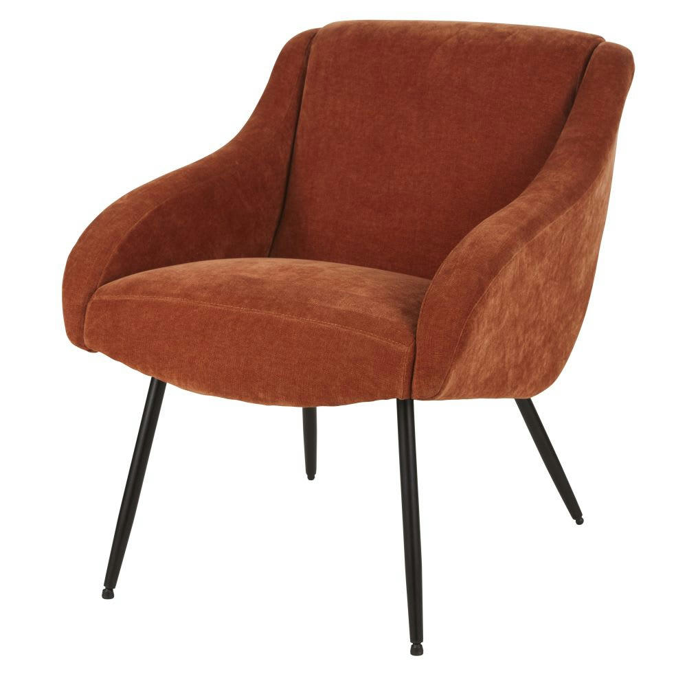Joyce - Fauteuil en velours orange écureuil