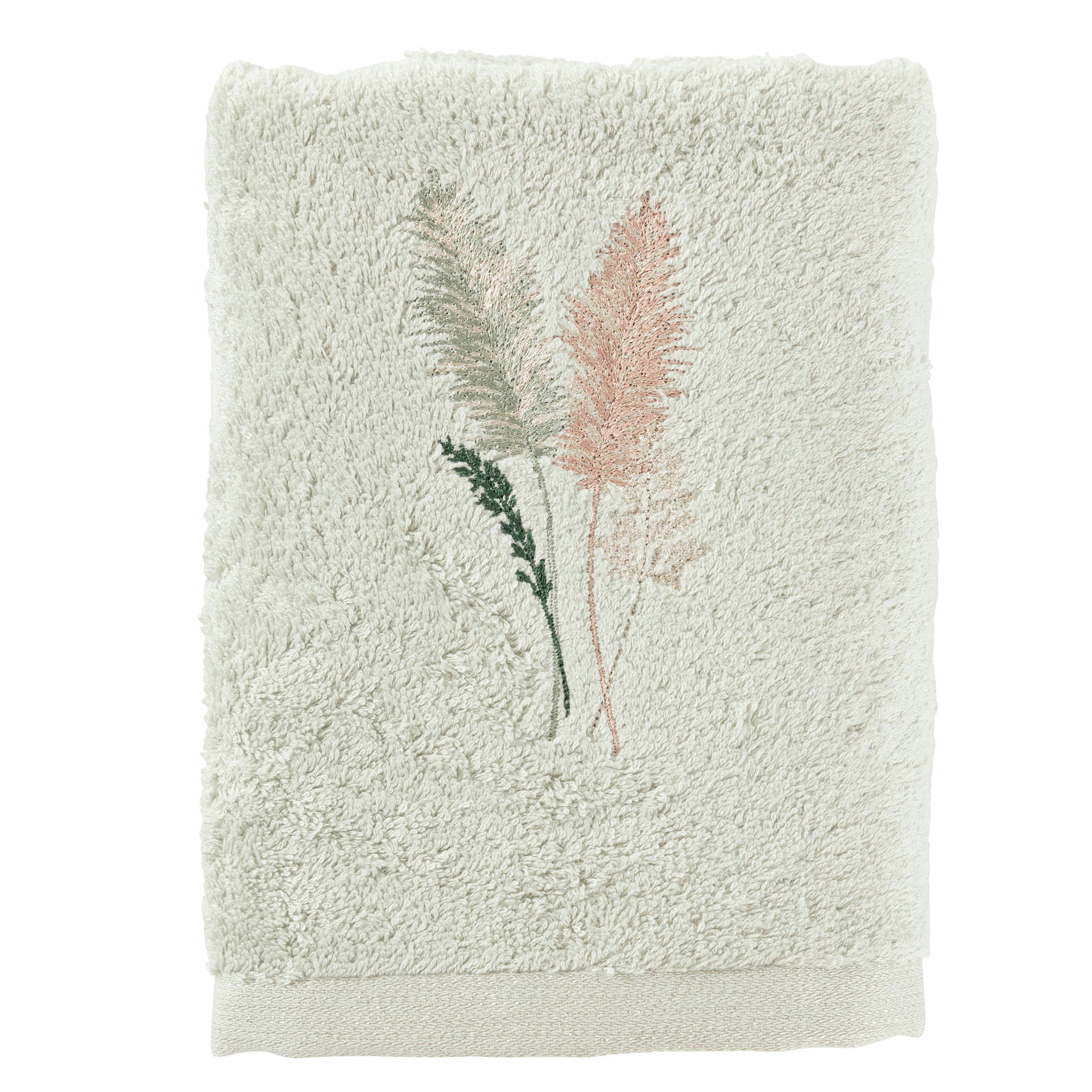 PAMPA 2 - Serviette de toilette coton brodé bouclette vert 50x90