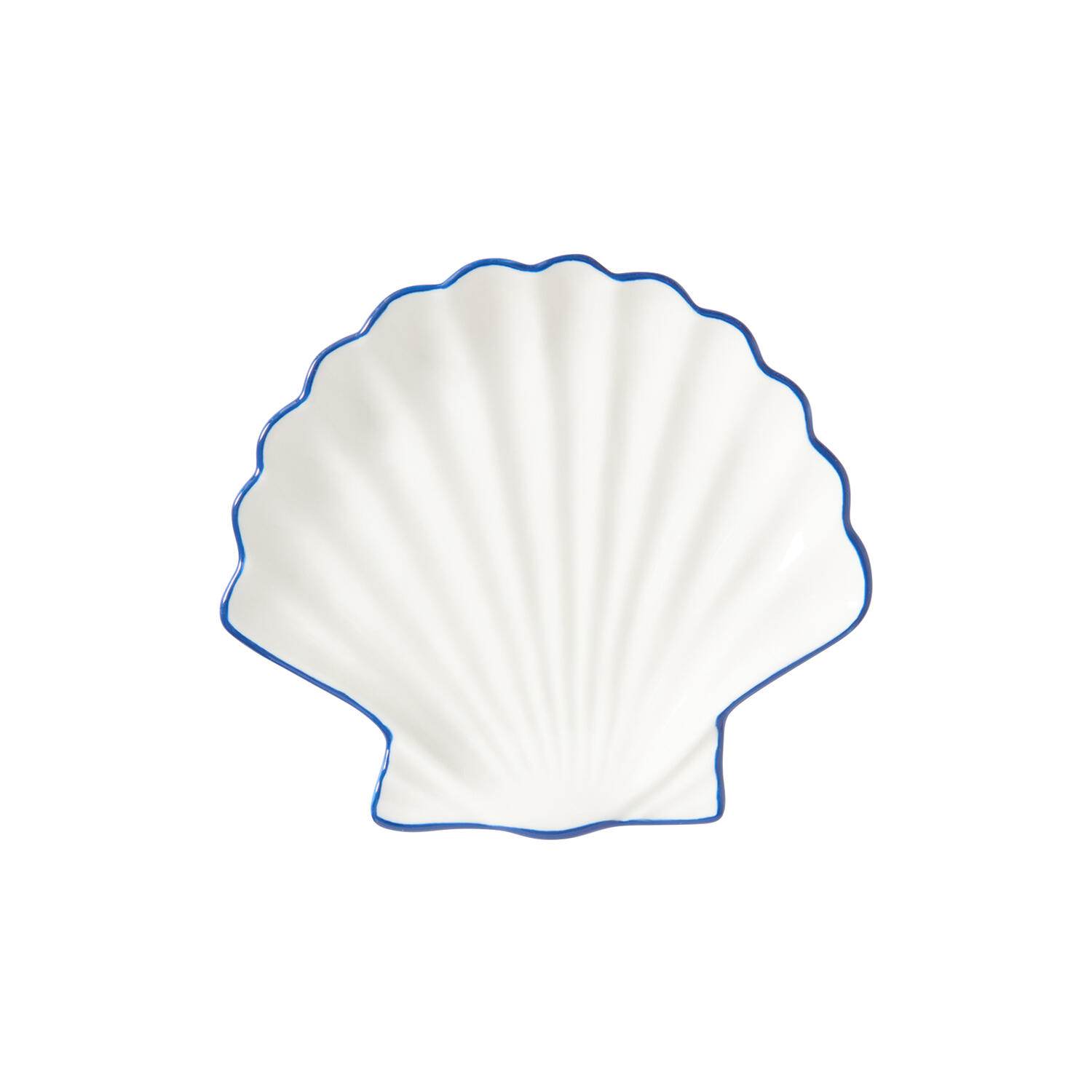 Stoneware Shell Small Dish, white/blue