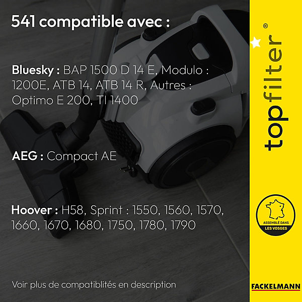 Lot de 4 sacs aspirateur pour Hoover et Elcotec TopFilter Premium