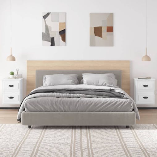 NNEVL Wall-mounted Bedside Cabinets 2 pcs High Gloss White 41.5x36x53cm