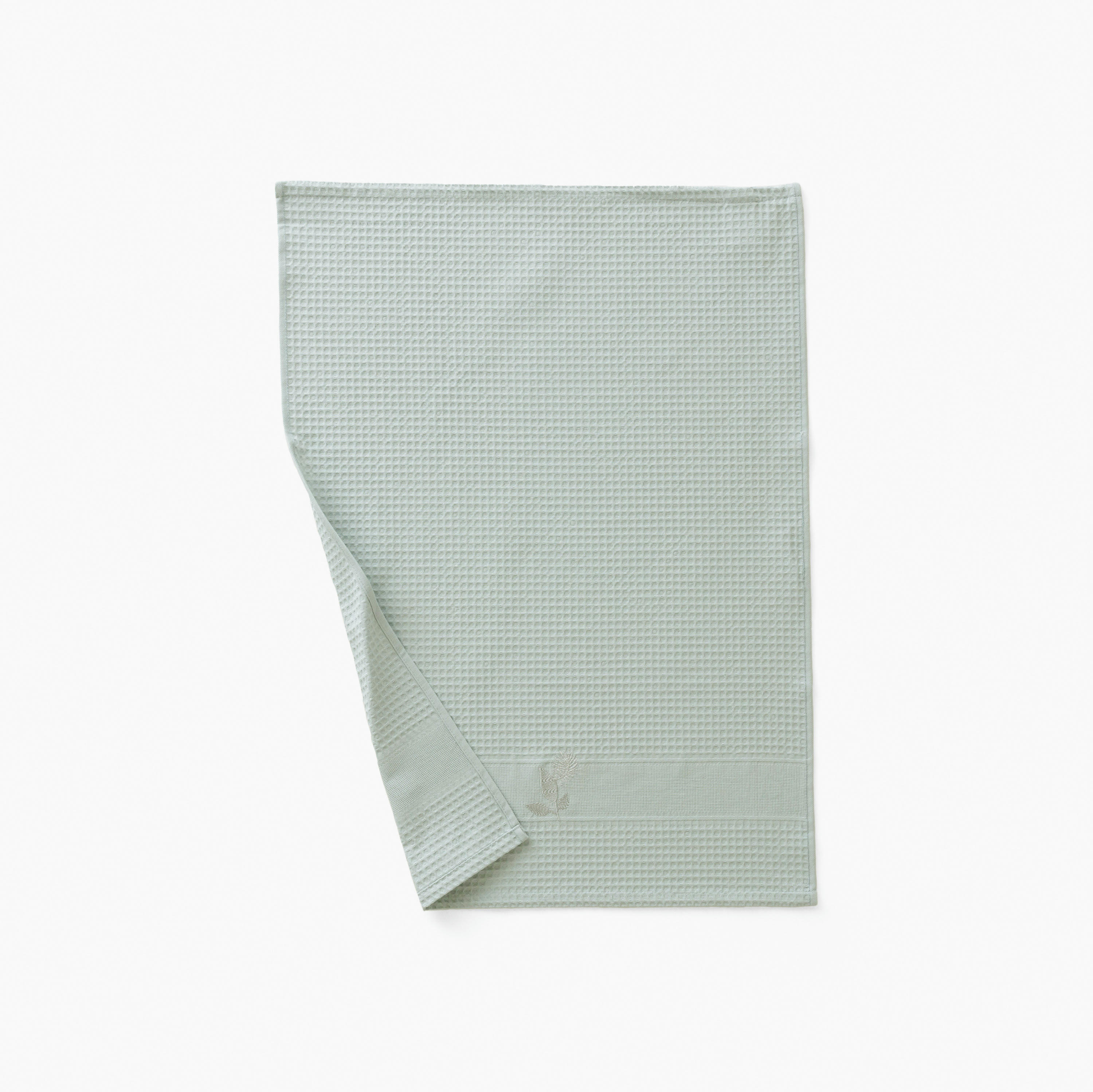 SOLSTICE - Torchon de cuisine Gris Givre nid d'abeille brodé gris 50 x 70 cm