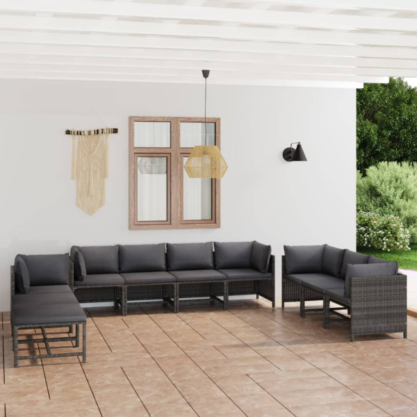 Zestaw wypoczynkowy do ogrodu Szary Technorattan 5x sofa narożna   3x