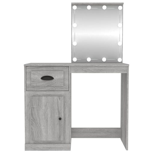 NNEVL Dressing Table with LED Grey Sonoma 90x50x132.5 cm Engineered Wood
