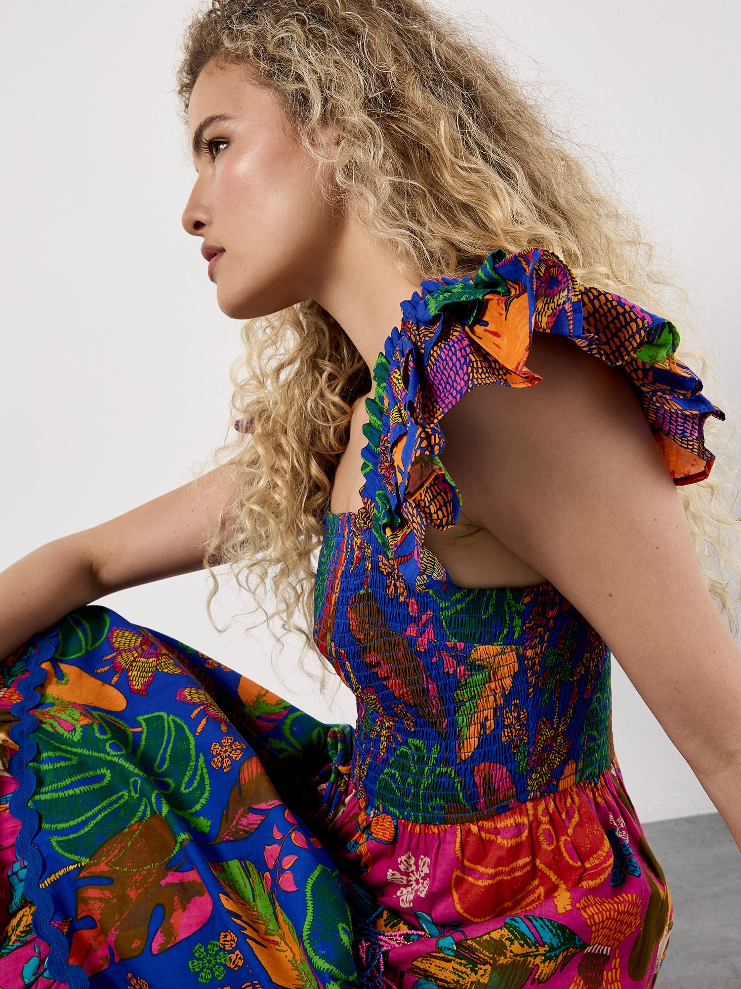Apricot Colour Pop Parrot Print Maxi Dress
