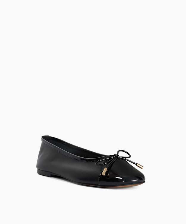Haliah Black - Patent Toe Cap Ballet Flats