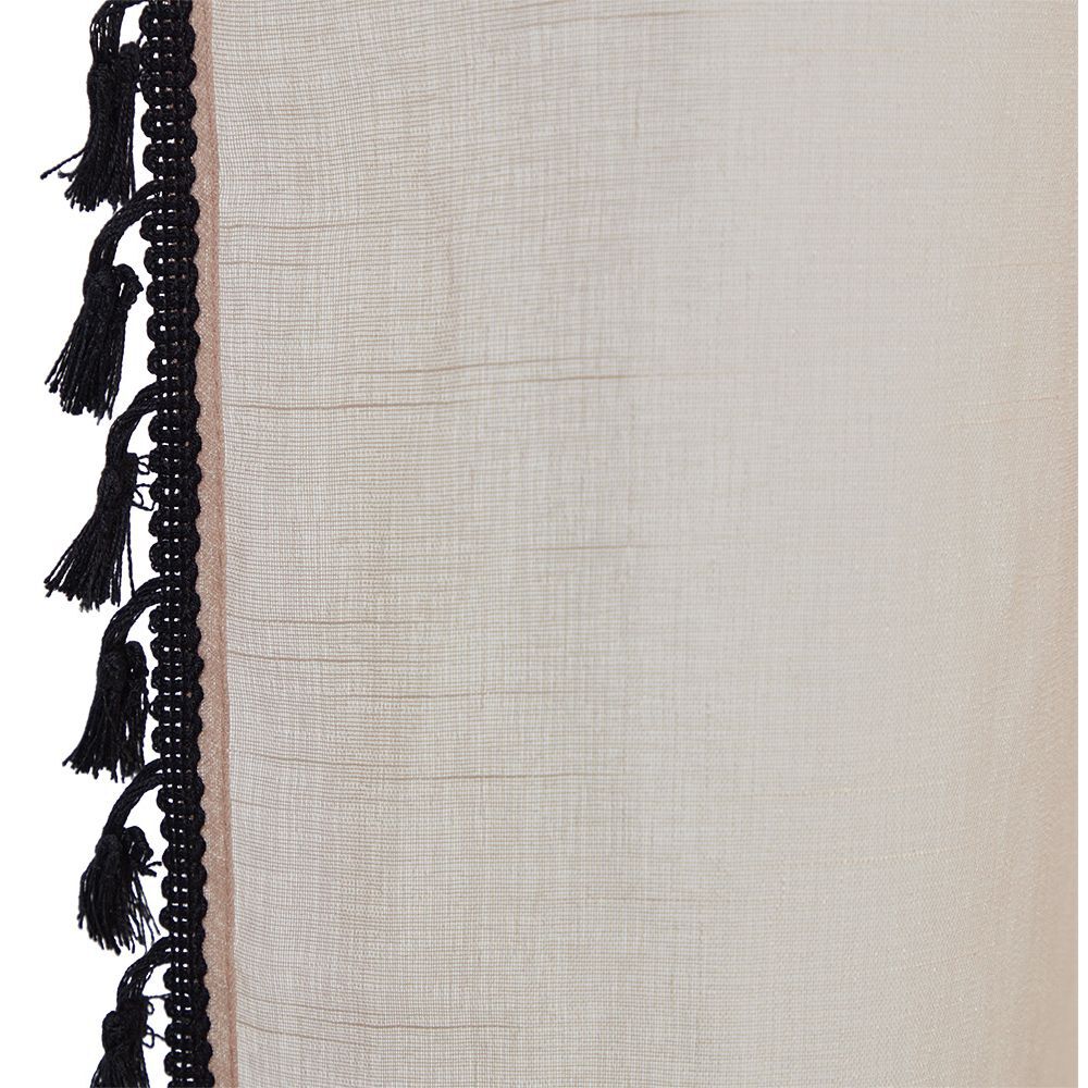 Voilage polyester 140x240cm bordure pompons noir