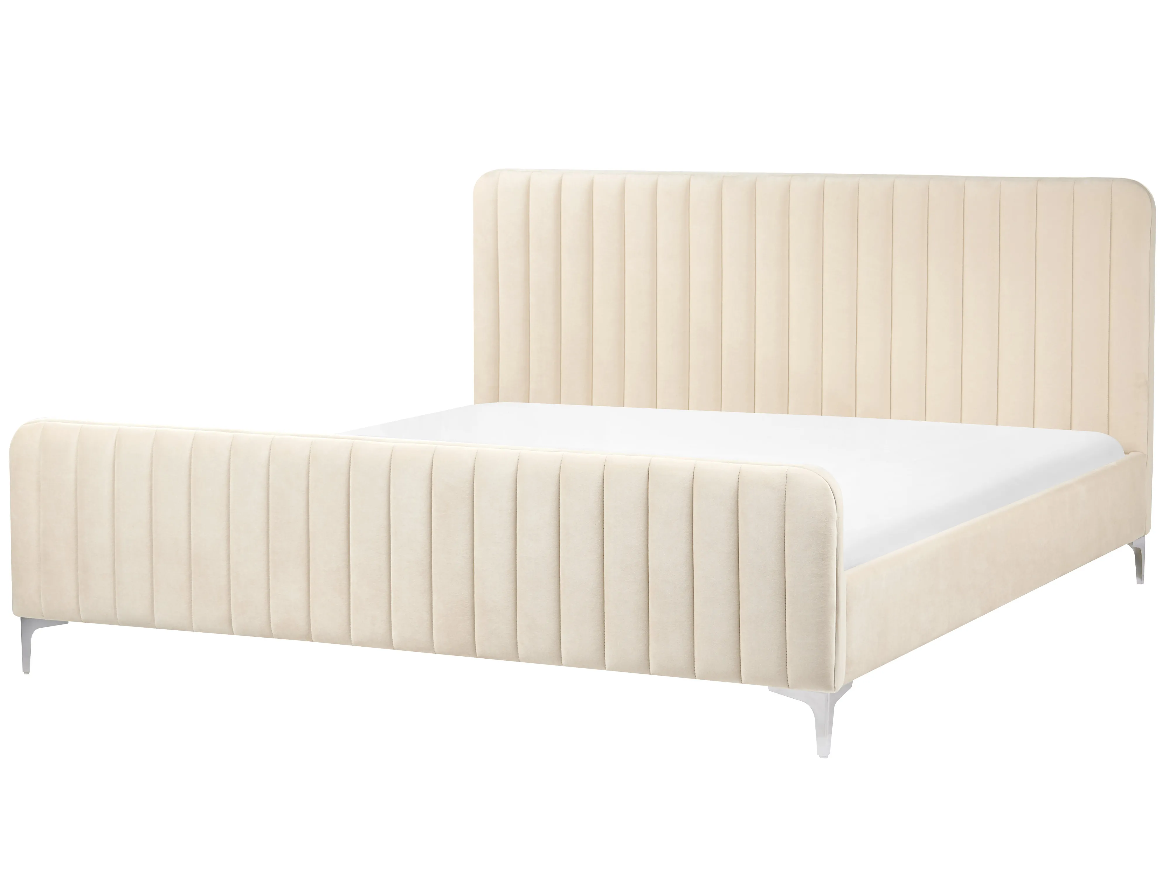 Bed Velvet LUNAN 120 x 200 cm (EU Small Double) Light Beige