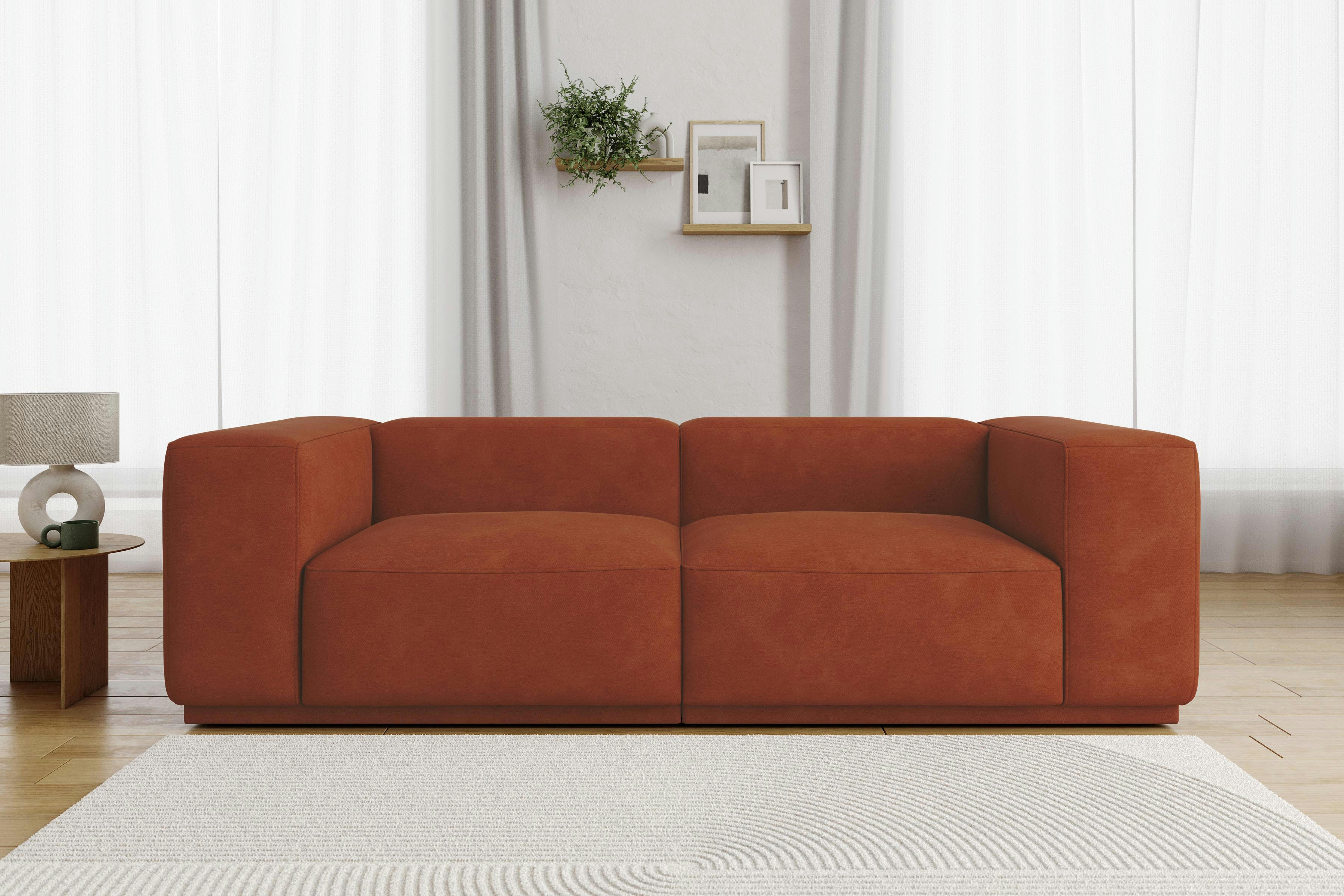 SACHA - Canapé droit en tissu 4 places terracotta