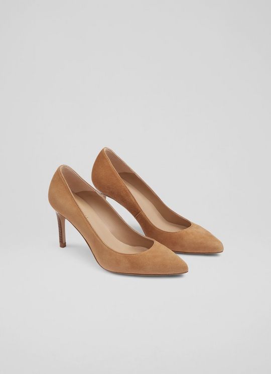 Classic Floret Nutmeg Suede Pointed Toe Courts