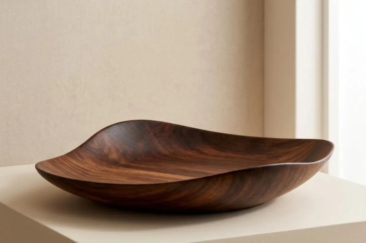 Handmade Wooden Centerpiece Tray | Organic Walnut Bowl | Sculptural Catchall | Luxury Home Decor Accent