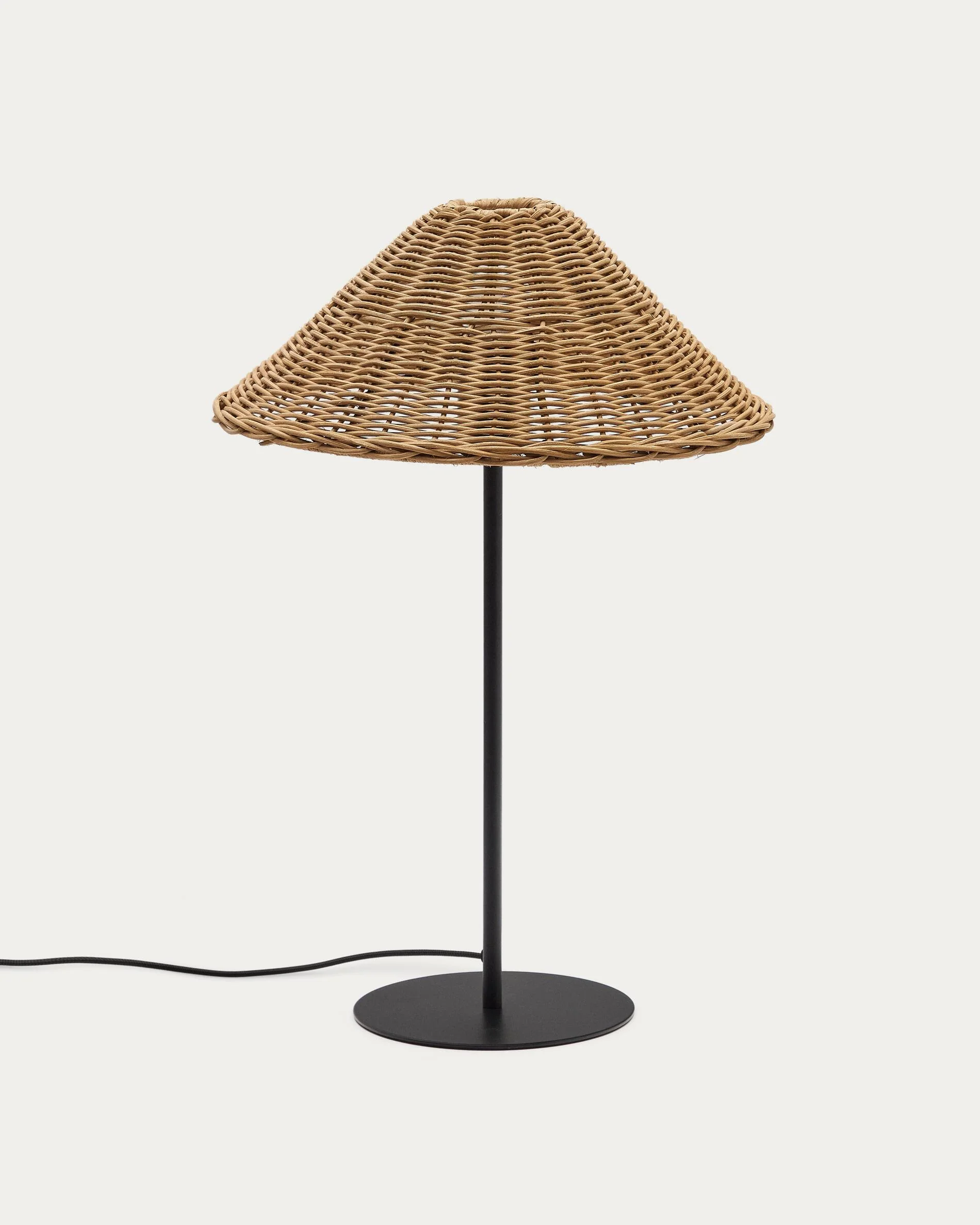 Urania table lamp in rattan and metal with black painted finished
