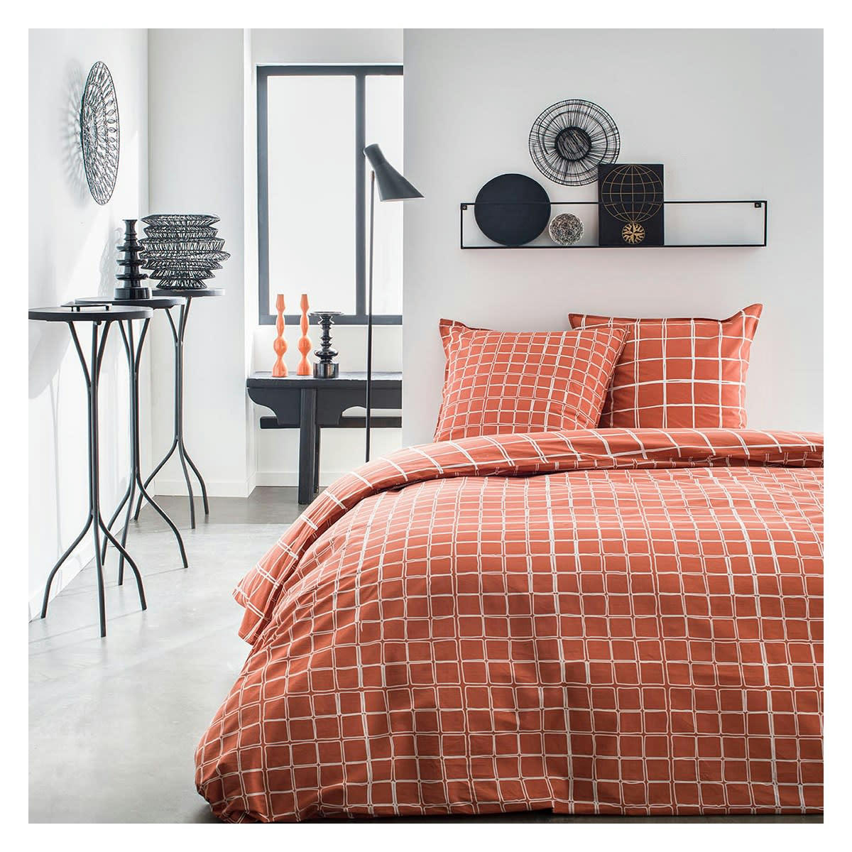 RAIMUNDO - Parure housse de couette coton orange 240x260 cm