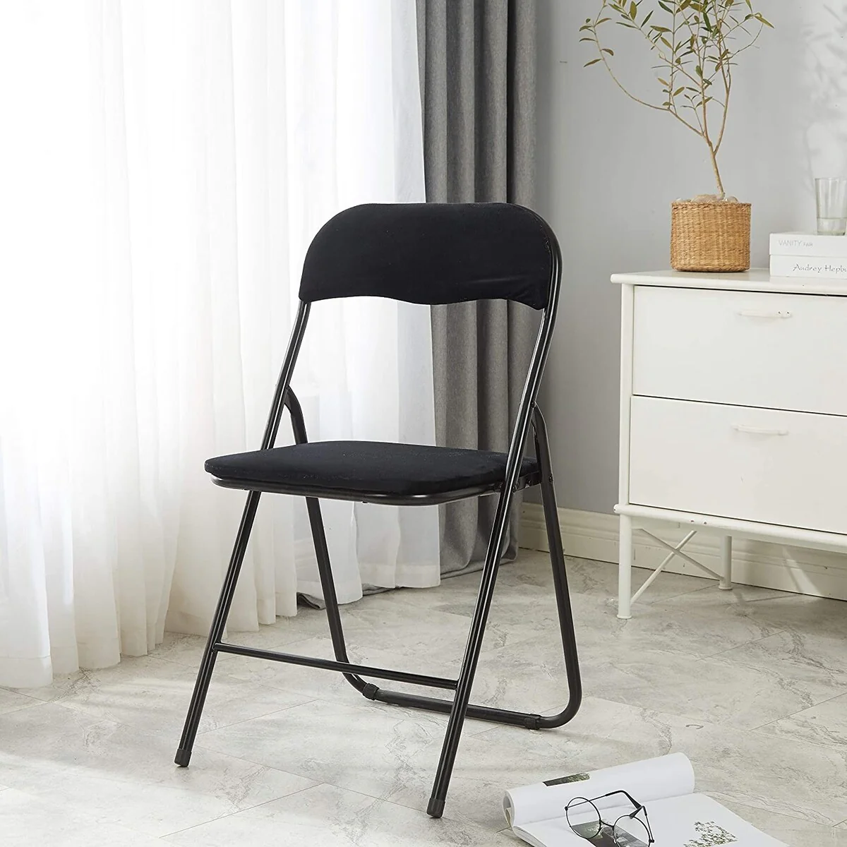 Idea Nuova Velvet Padded Folding Chair