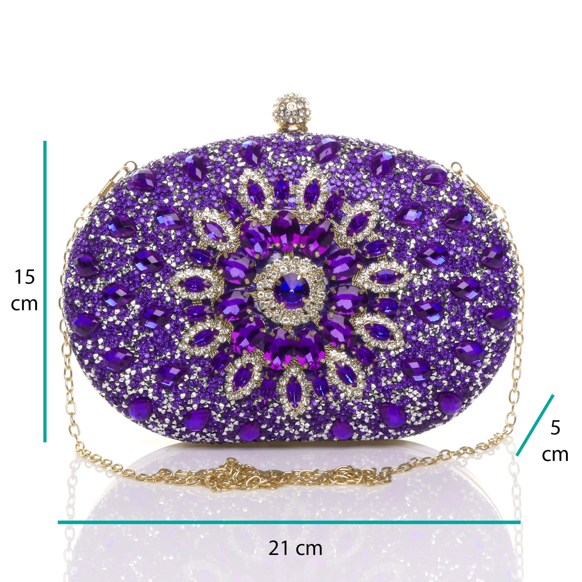AJVANI Diamante Embellished Oval Prom Clutch Bag