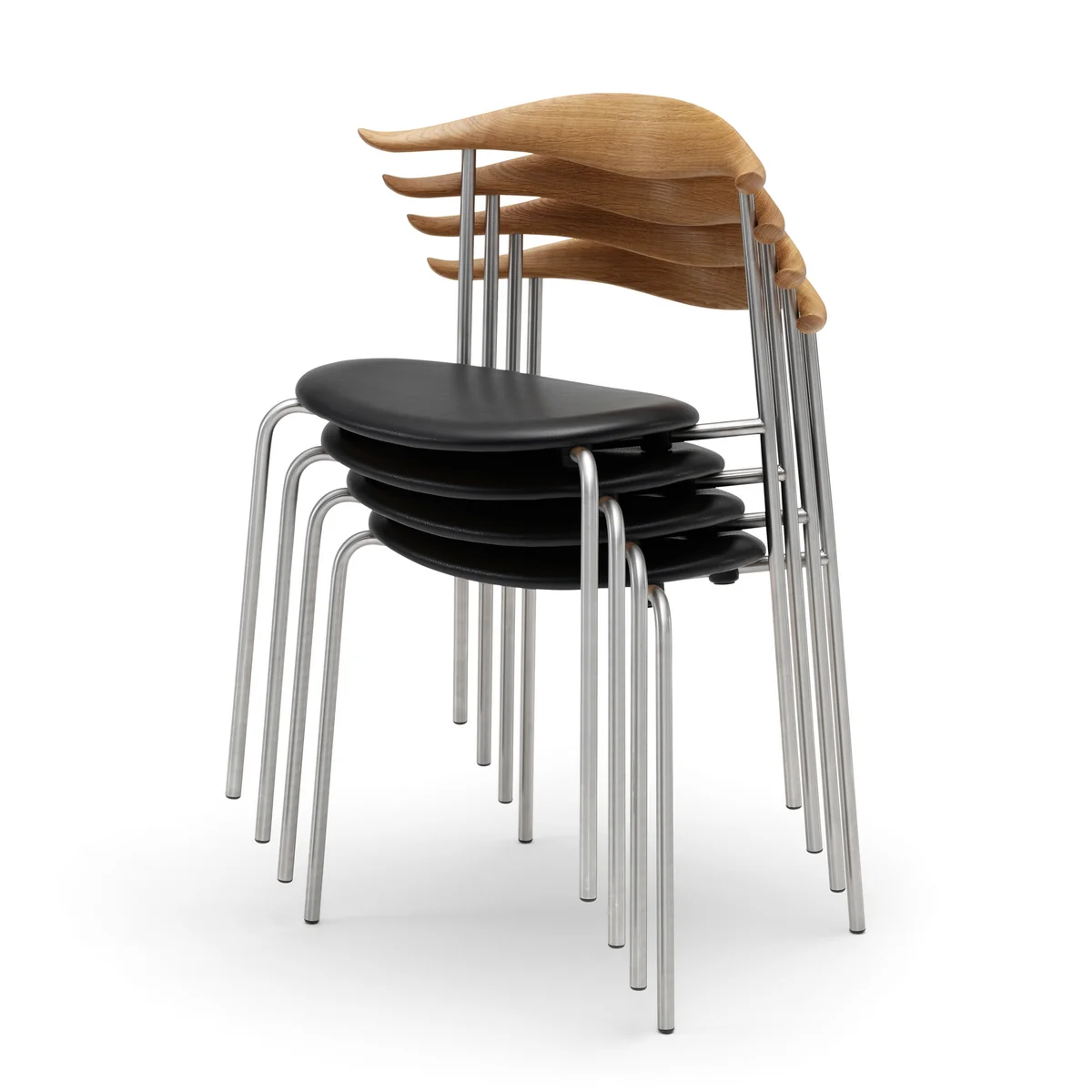 Carl Hansen - CH88P, Eiche geölt / Leder schwarz / Gestell schwarz