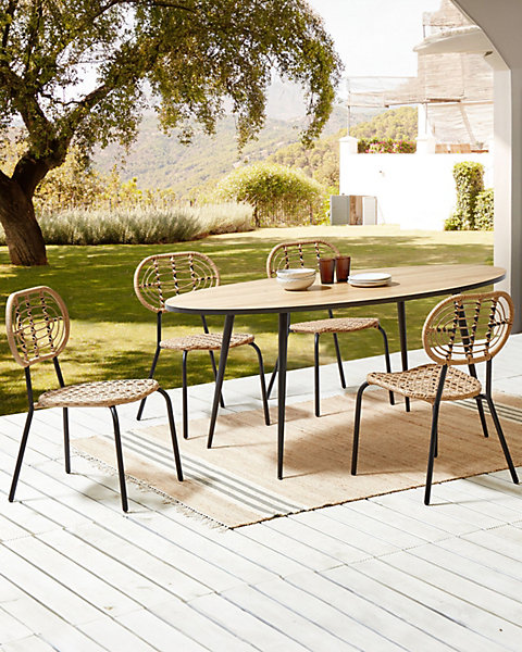 Lot de 4 chaises de jardin PRATELLO Polyrotin Naturel