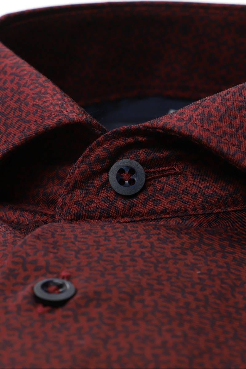 ETERNA Performance Slim Fit Tencel Hemd weinrot, Bedruckt