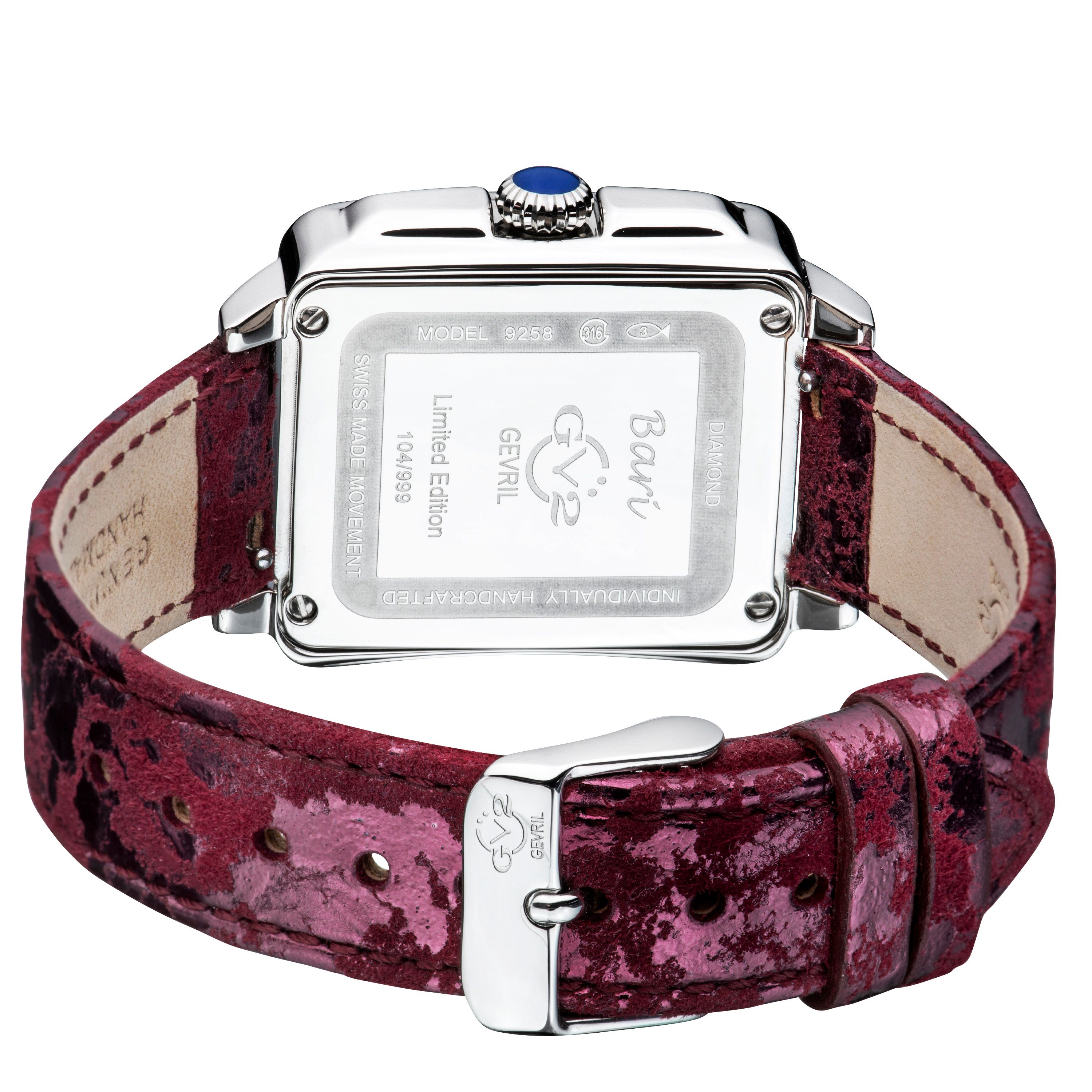 GV2 Bari Diamond 9258 Swiss Quartz Diamond Antireflective Sapphire Crystal 34 MM Watch