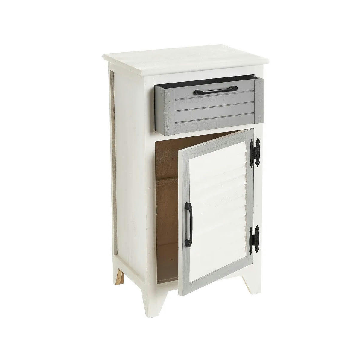 - Table de chevet bois blanc et gris cérusé - 40x29x74cm