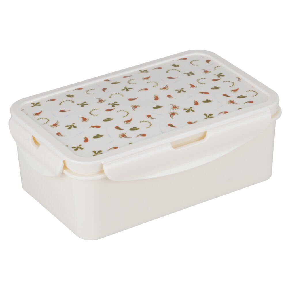 Lunch box plastique blanc motif floral 21x14xH7cm
