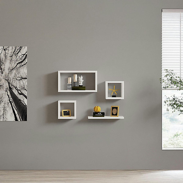 Etagère murale modulable blanche moderne (lot de 4) MARFA