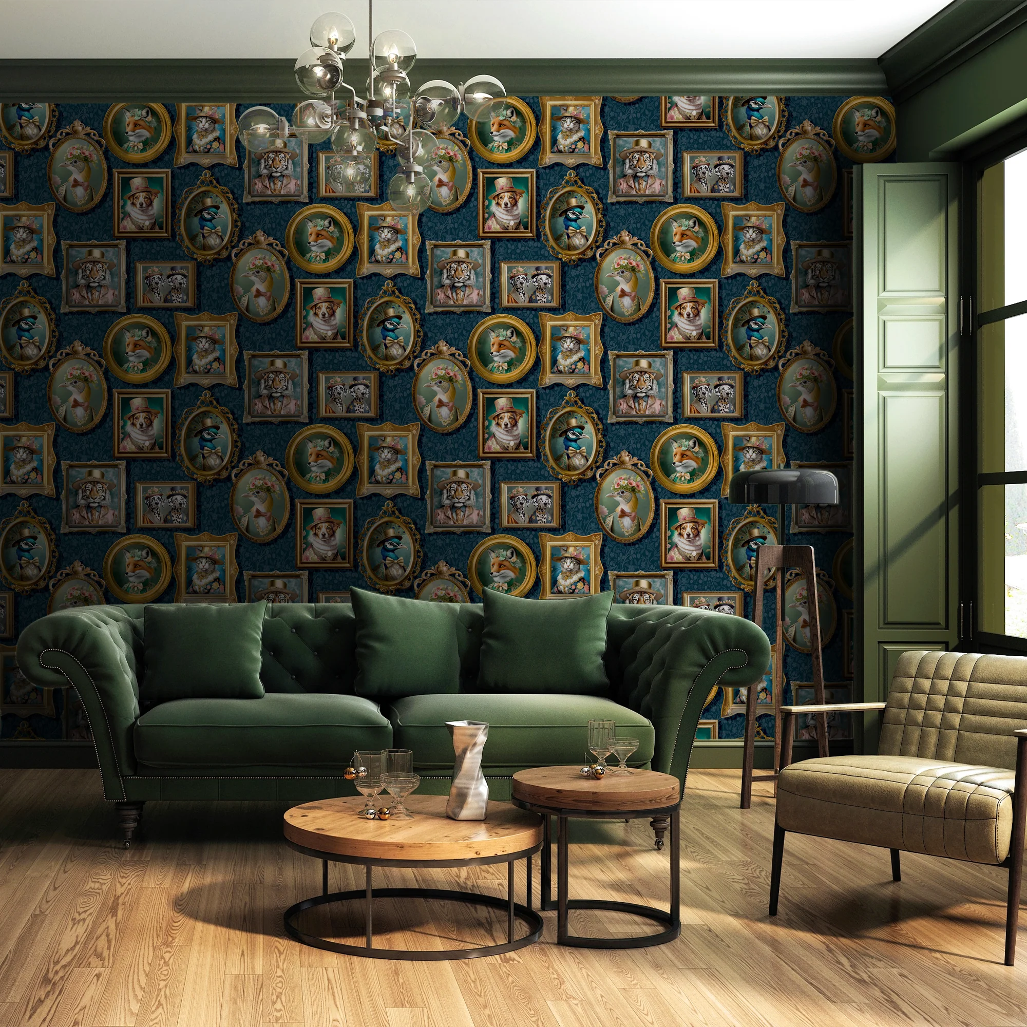 HOLDEN DECOR Papier peint REGAL BEASTS coloris bleu nuit