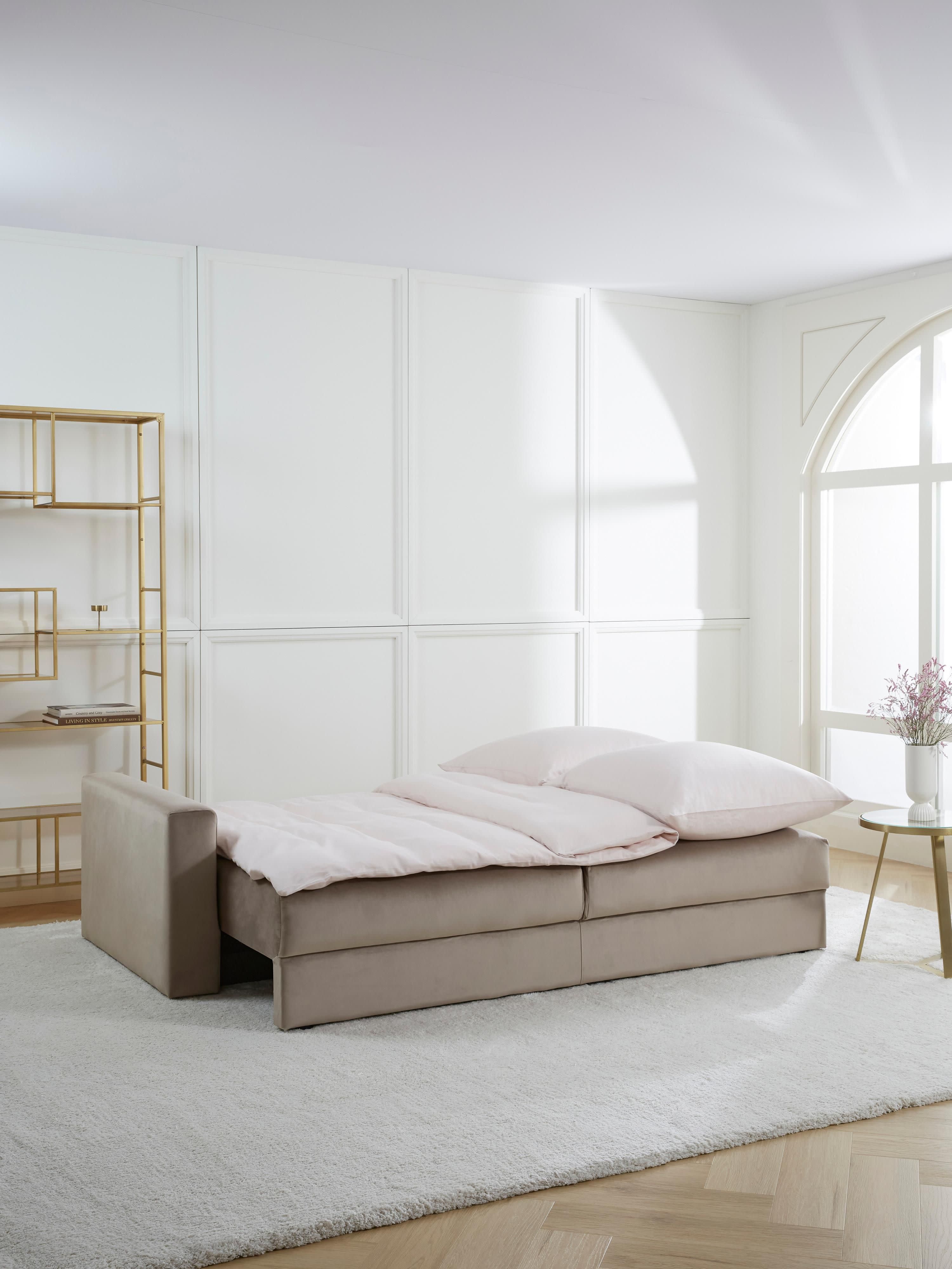 Samt-Schlafsofa Tasha (3-Sitzer) mit Stauraum