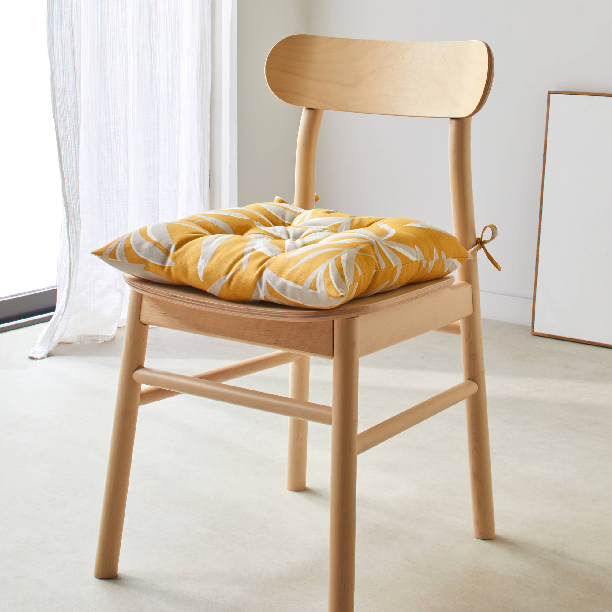 Galette de chaise carrée imprimé feuillage - lot de 2