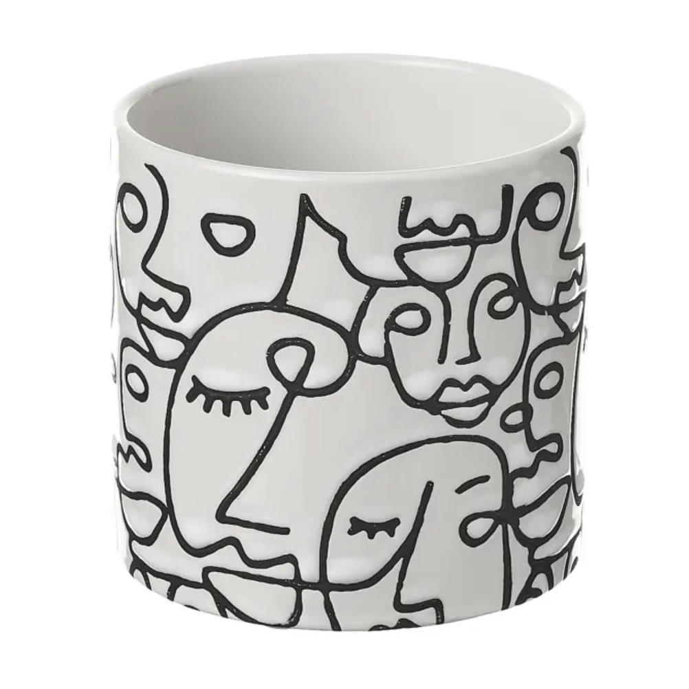 ARTY - Petit cache pot en céramique blanche H10cm