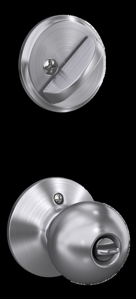 Schlage Entry Keyed Ball Door Knob & Round Deadbolt Lock Combo Pack, Satin Chrome