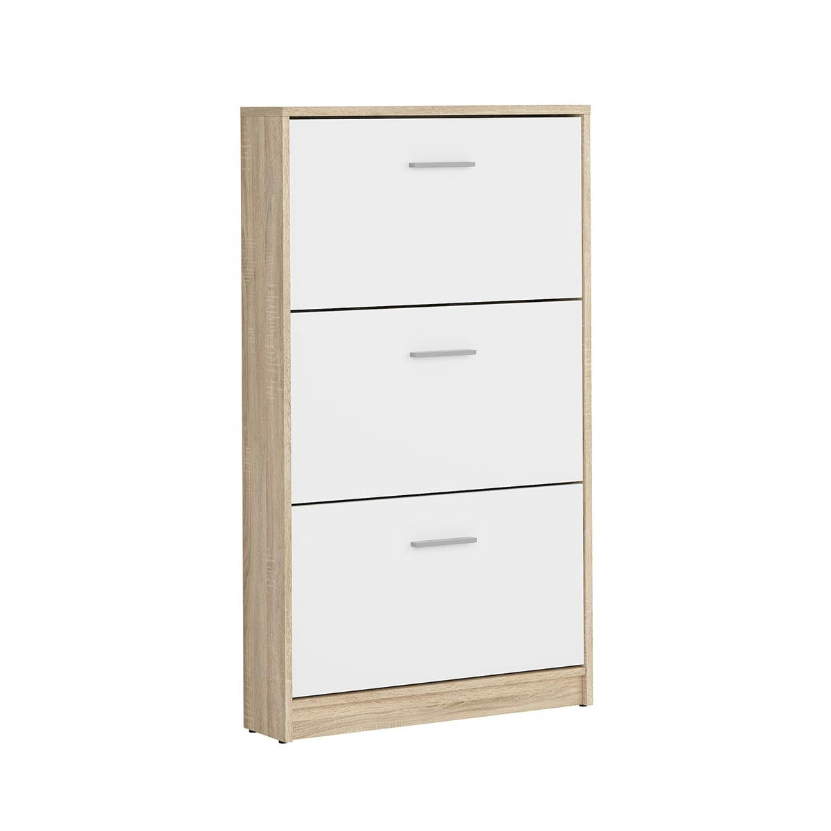 - Meuble chaussures 3 portes stratifiés naturel et blanc