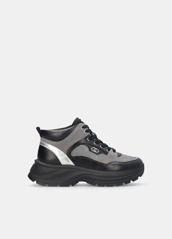 Mid sneakers in glitter mesh