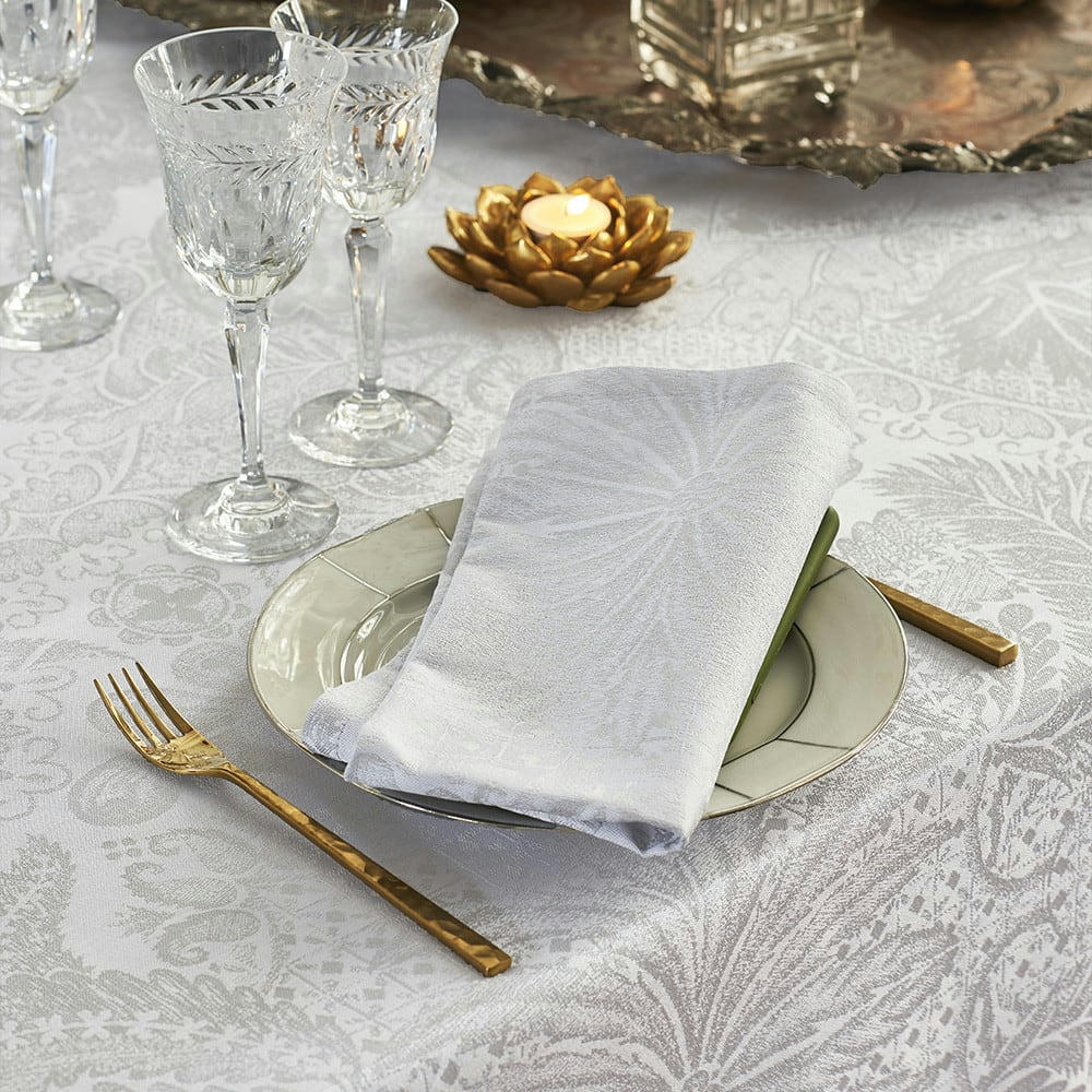 MILLE ISAPHIRE BLANC - Nappe carrée  pur coton blanc 89x89 cm