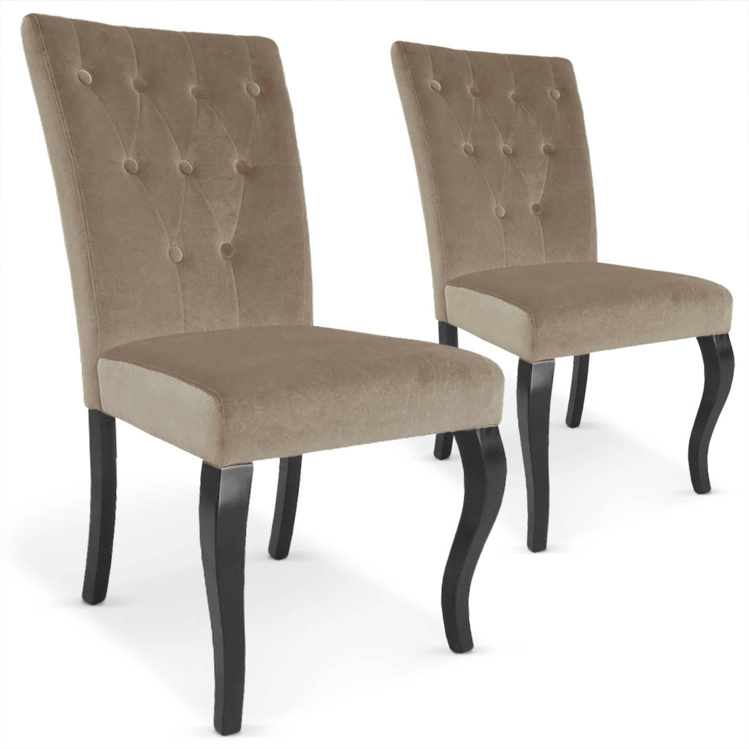BEATA - Lot de 2 chaises velours taupe