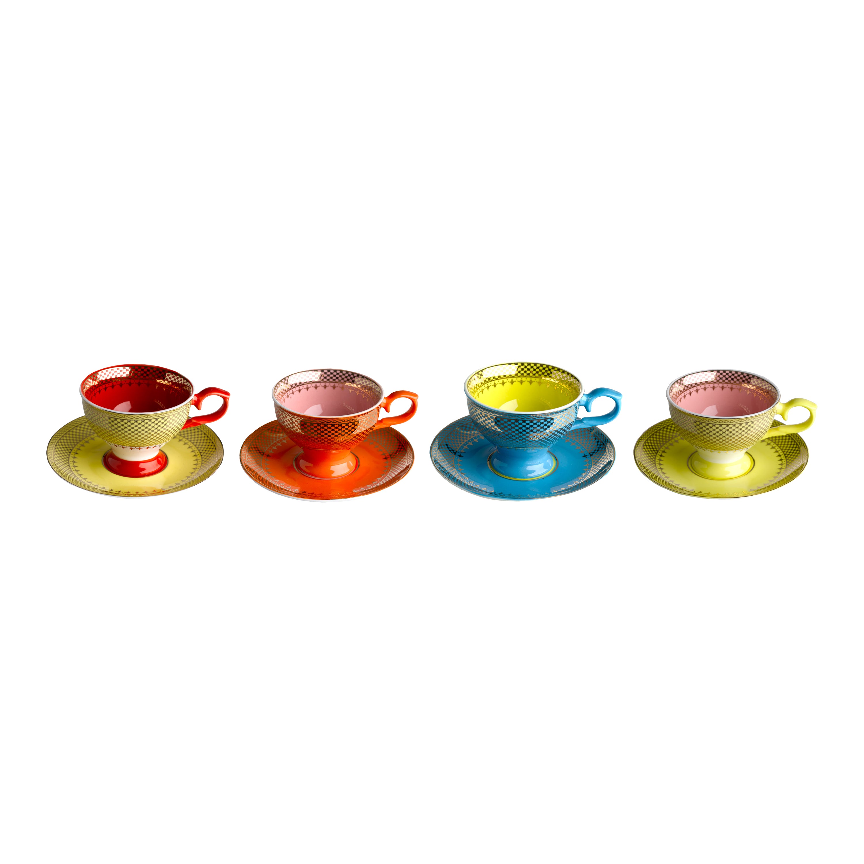 POLSPOTTEN Grandma Espresso Kop & Schotel - Set van 4 - 0,09 L