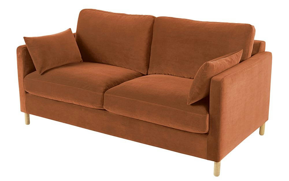 Julian - Canapé 3 places en velours orange écureuil