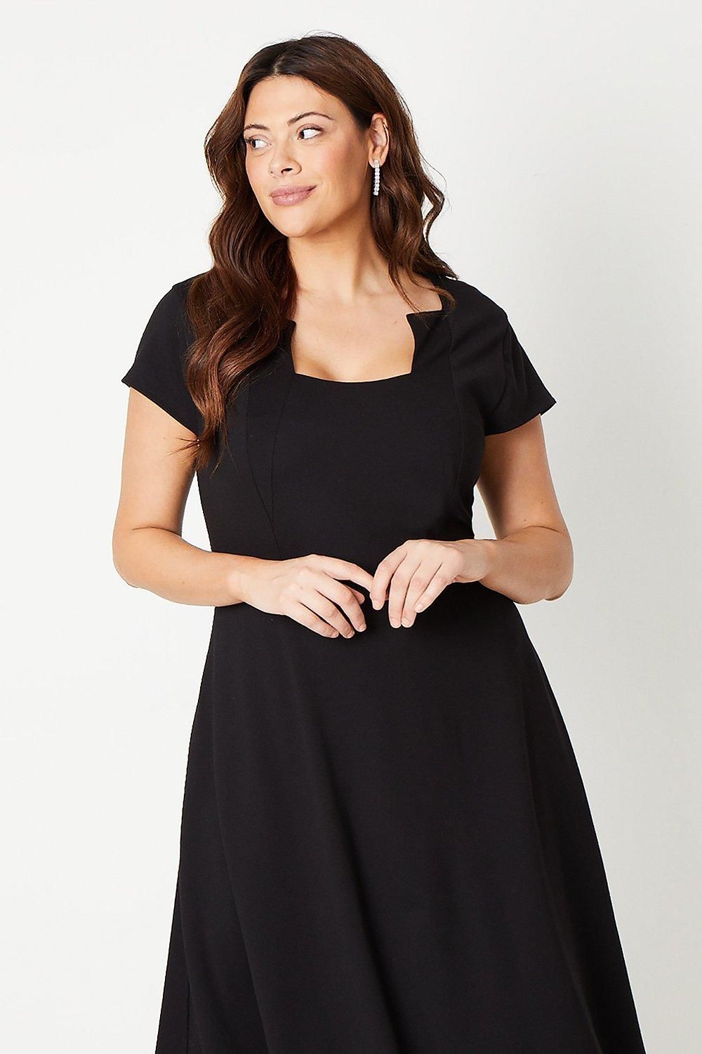 Coast Plus Ponte Midi Dress With Square Neckline
