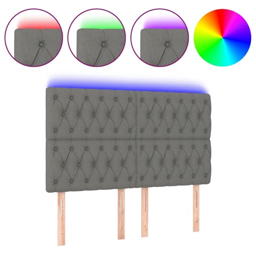 NNEVL LED Headboard Dark Grey 144x7x118/128 cm Fabric