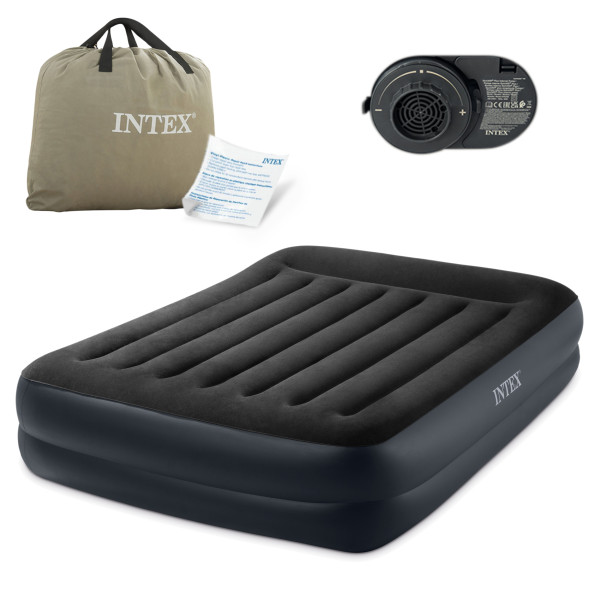Materac dmuchany Intex dwuosobowy z wbudowaną pompką 203x152x42 cm