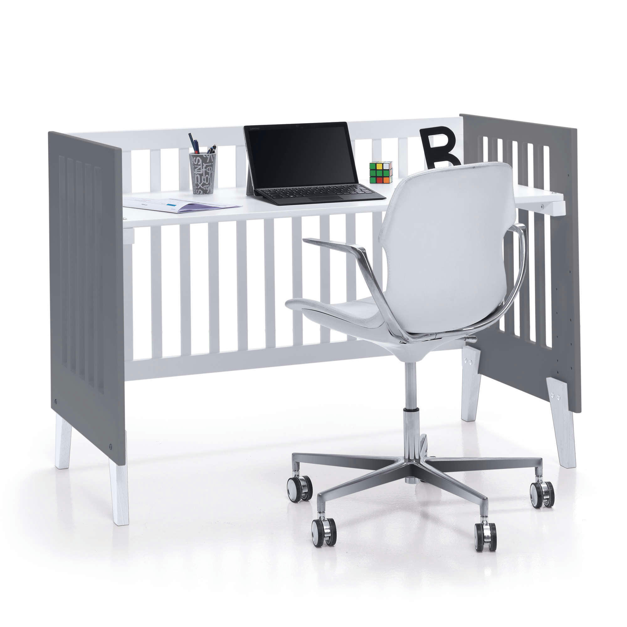 NEXO - Lit bébé - bureau (2en1) 60x120 cm en marengo