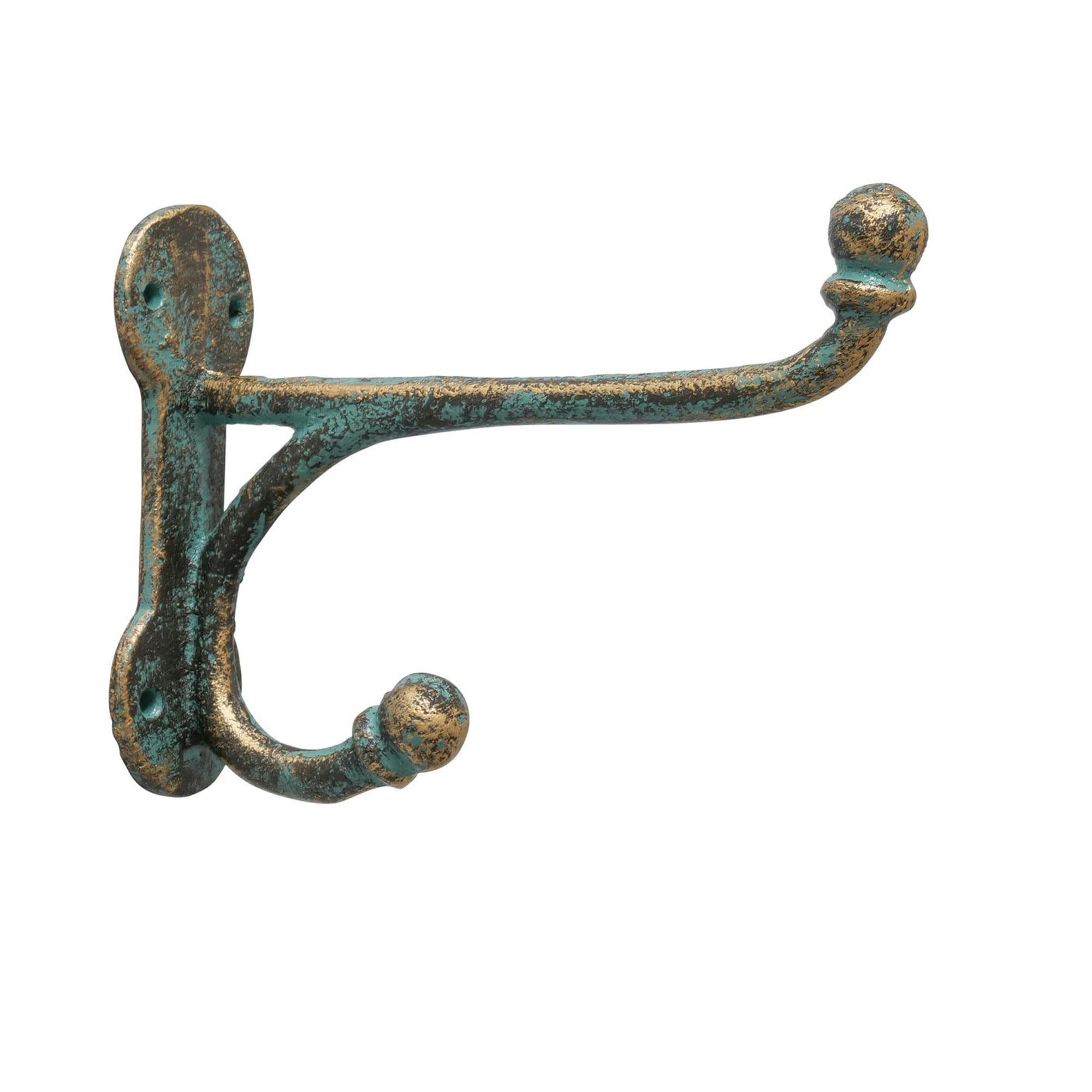 - Patère double en fonte vert et doré vieilli