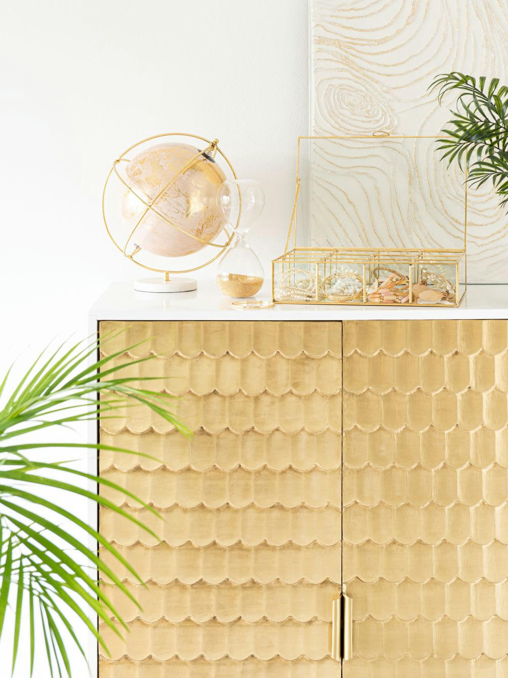 VANESH - Globe carte du monde rose et métal doré