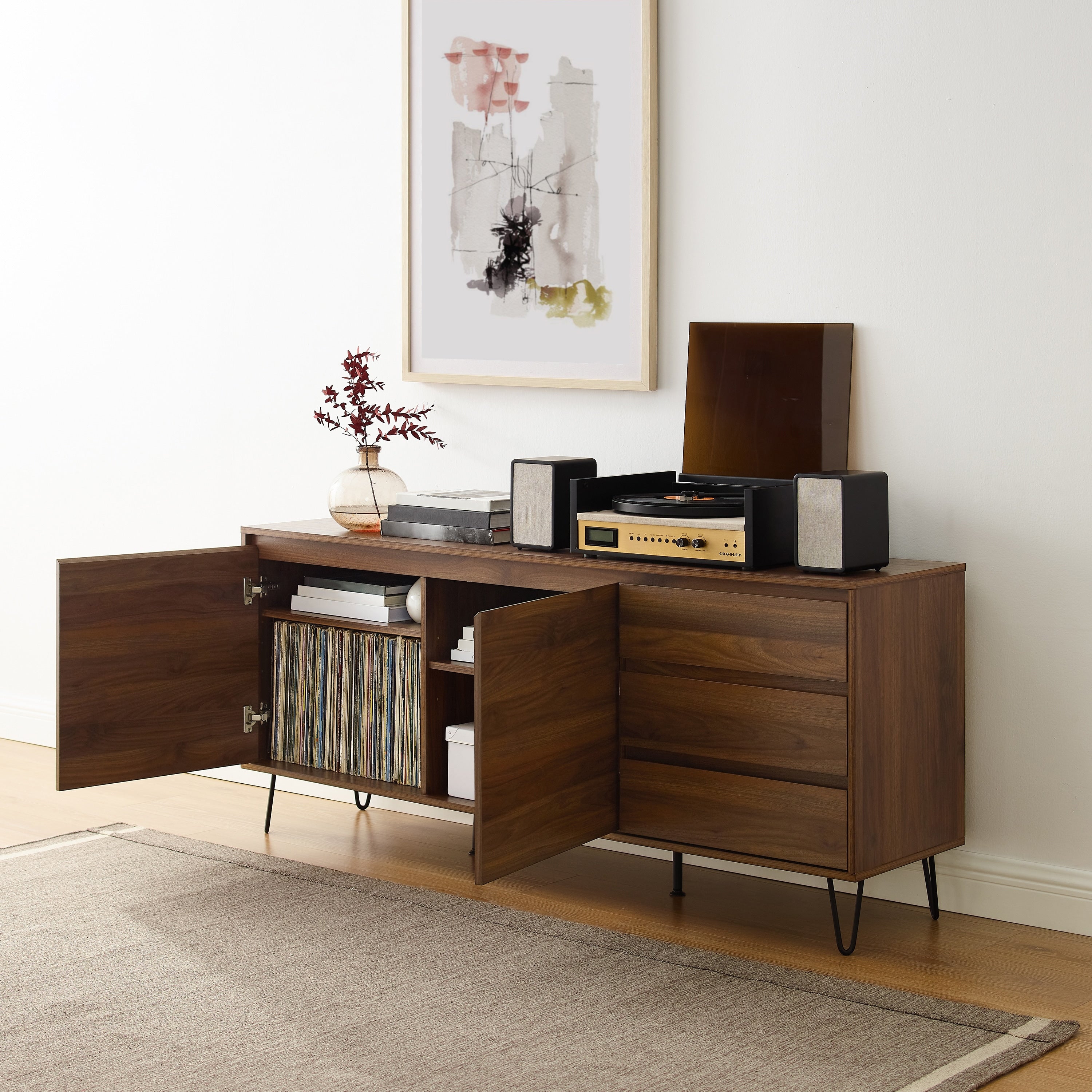 Crosley Teagan Record Storage Sideboard