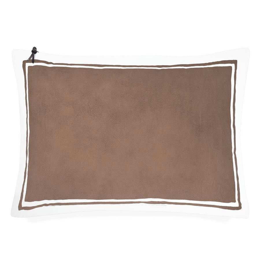 CAP SA SAL - Coussin coton lavé blanc/taupe 50x70
