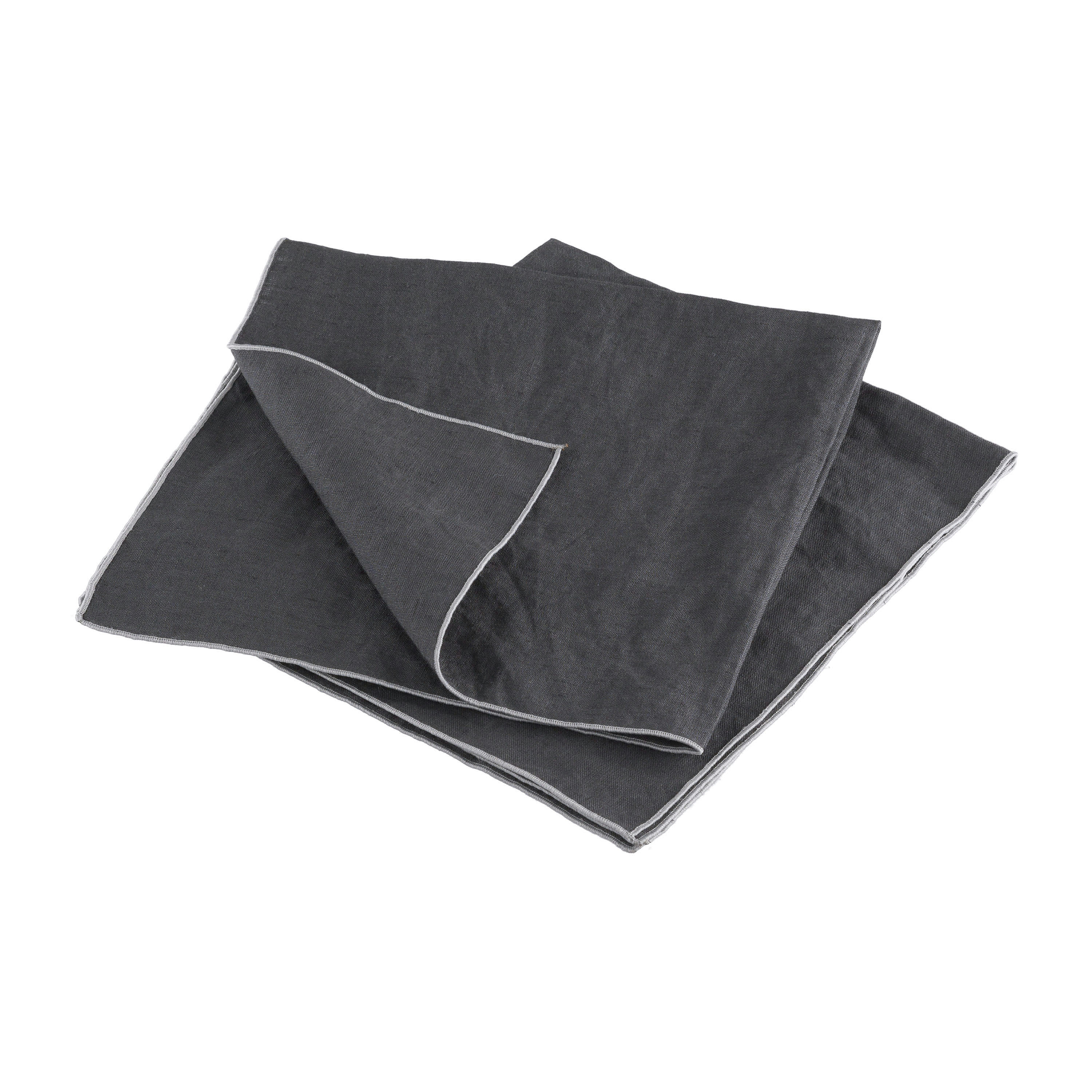 AUTOUR DU LIN - Lot de 2 serviettes de table en lin lavé 45x45cm Anthracite-grisclair
